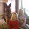 Ashley, Tara, and Scharoark's Caliente   ( aka "Keeper")  in motorhome at Colorado GSD national